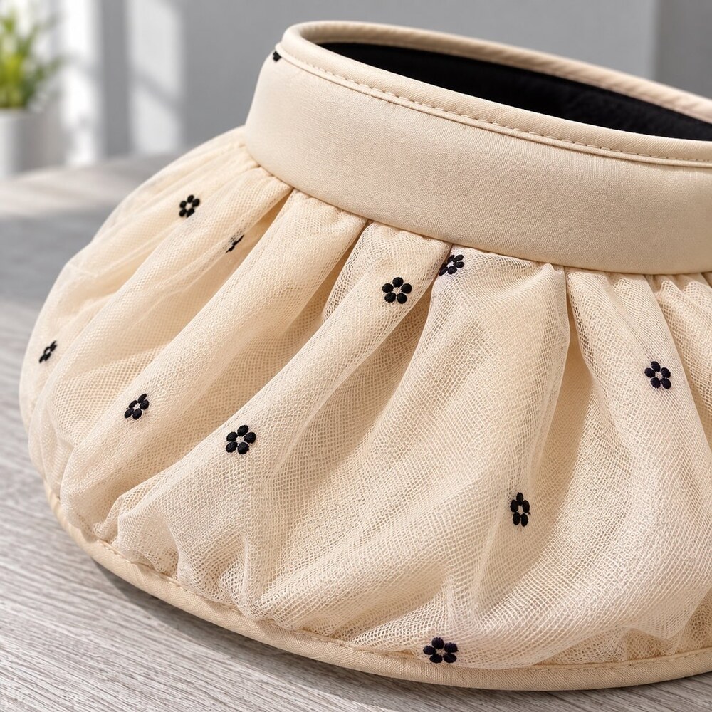 CHANEL Beige Tulle Bow Sun Visor - Picture 6 of 6